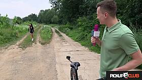Naughty teen fucks outdoors