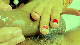 Indian wife gives spit blowjob