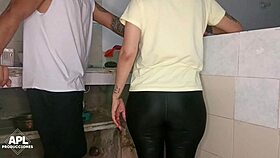 Friend gets fingered and fucked in kitchen