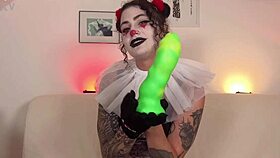Clown girl lydia black spreads for huge anal toys and gapes