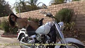 veronica rayne rides toy on harley