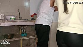 Friend gets fingered and fucked in kitchen