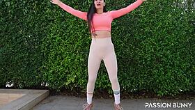 passionbunny completes day five jumping jacks during workout