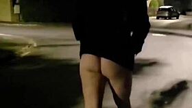 Milf housewife flashes panties outdoors in public for neighbors