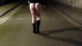 Milf housewife flashes panties outdoors in public for neighbors