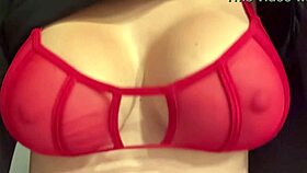Italian milf shows off her juicy big natural tits up close