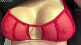 Italian milf shows off her juicy big natural tits up close