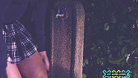 She loves outdoor pissing in garden at night