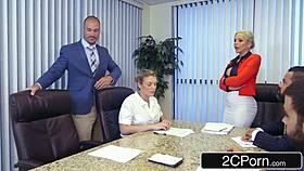 big tits boss rides employee on desk