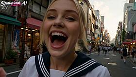 Mandie gets her first bukkake in tokyo