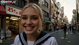 Mandie gets her first bukkake in tokyo