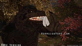 Werewolf Monster Swallows Barefoot Waitress Cock!