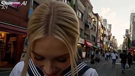 Mandie gets her first bukkake in tokyo
