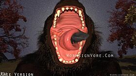 Werewolf Monster Swallows Barefoot Waitress Cock!