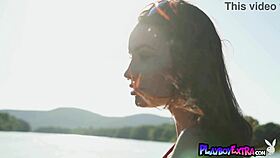 petite czech teen stripping and posing naked at beach