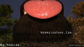 Werewolf Monster Swallows Barefoot Waitress Cock!