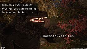 Werewolf Monster Swallows Barefoot Waitress Cock!