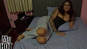 latina babe takes hard anal from delivery guy without condom