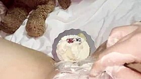 teen masturbates with cake in homemade video